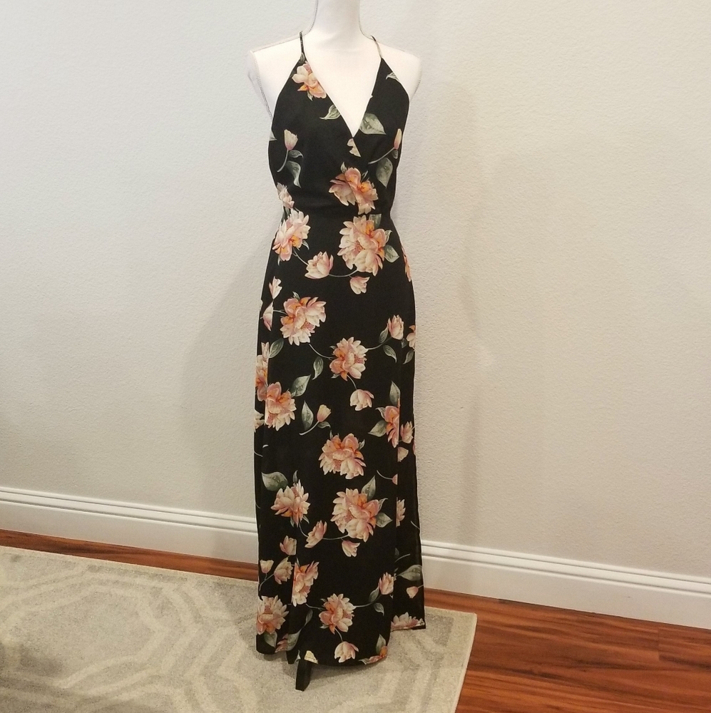 LUSH Black Floral Maxi Dress